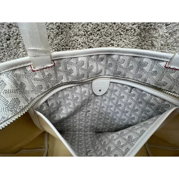 Goyard Saint Louis Tote Bag in White Goyardine Canvas - Picture 10 of 12